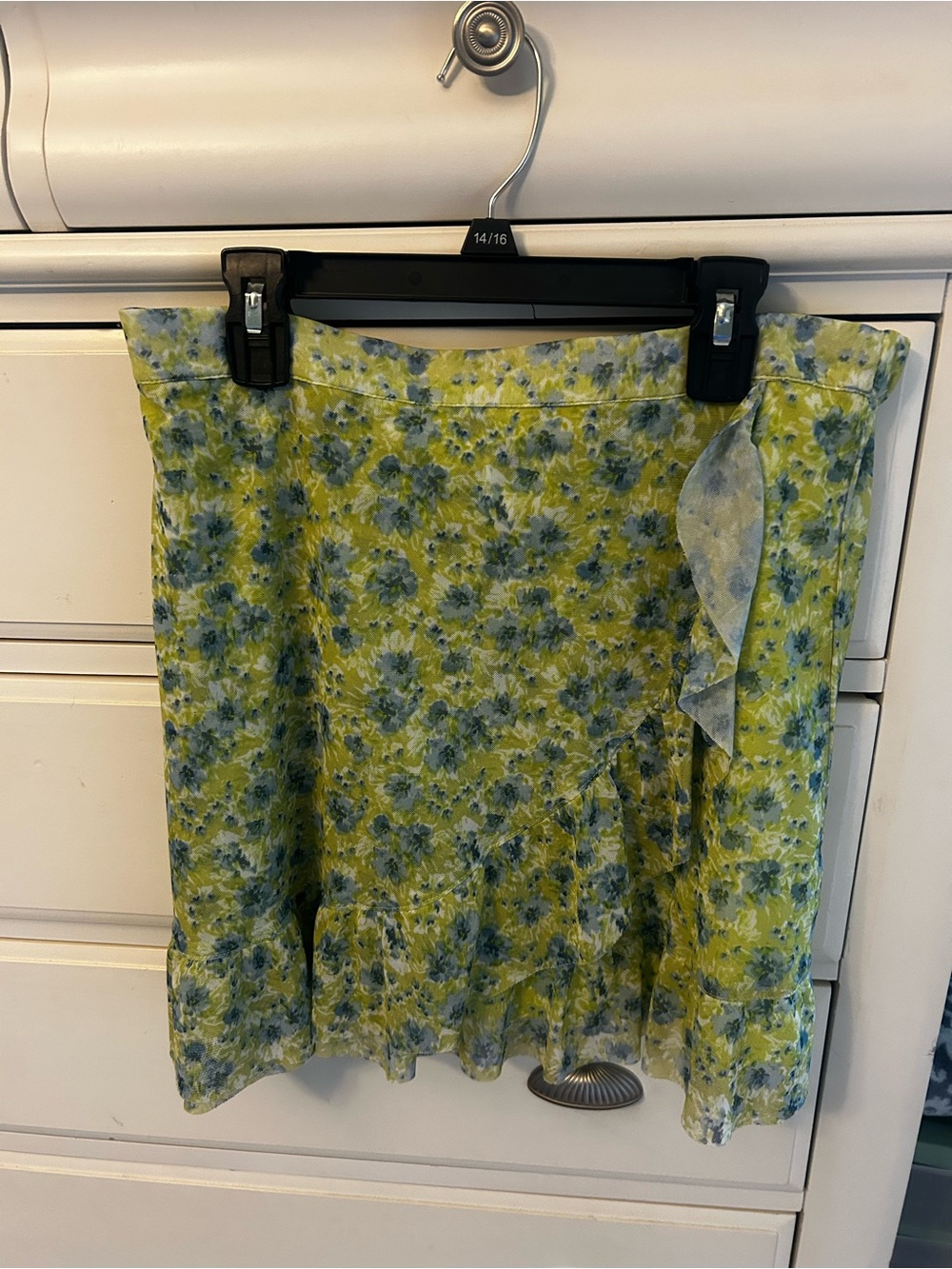SO Floral Wrap Skirt in Yellow and Blue
